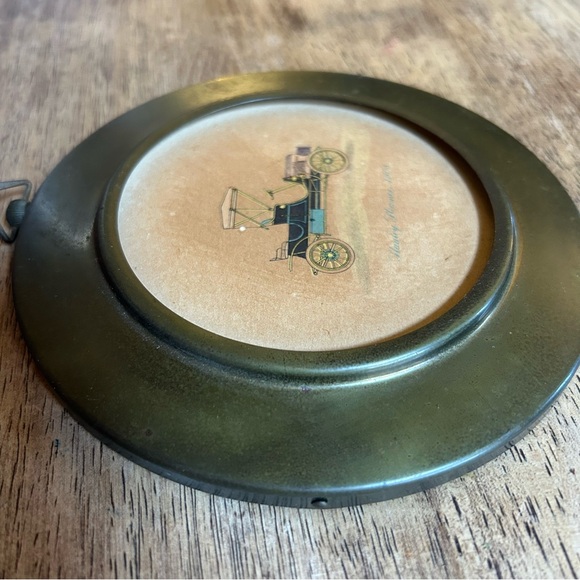 Vintage STANLEY STEAMER 1908 Print Automobile Cars Home Decor Round Brass Frame - Picture 6 of 8